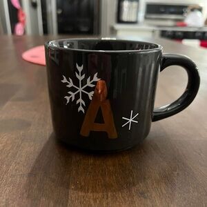 Initial “A” Snowflake Stoneware Mug
